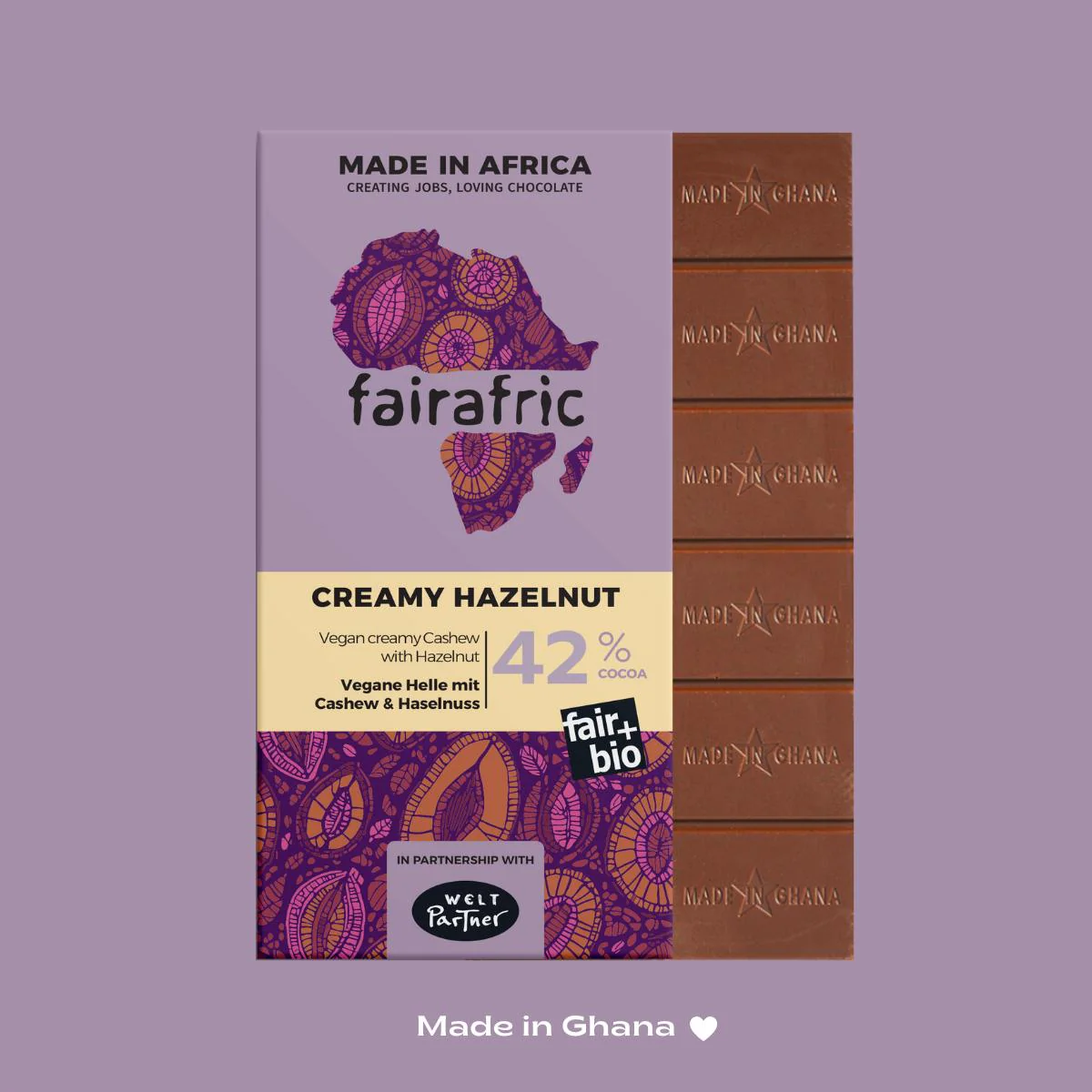 Creamy Hazelnut Schokolade Fairafric 42% Kakaoanteil