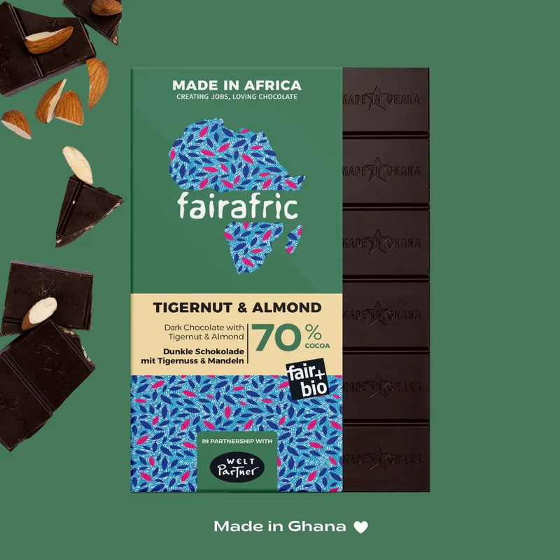 Tigernut & Almond Schokolade Fairafric 70% Kakaoanteil