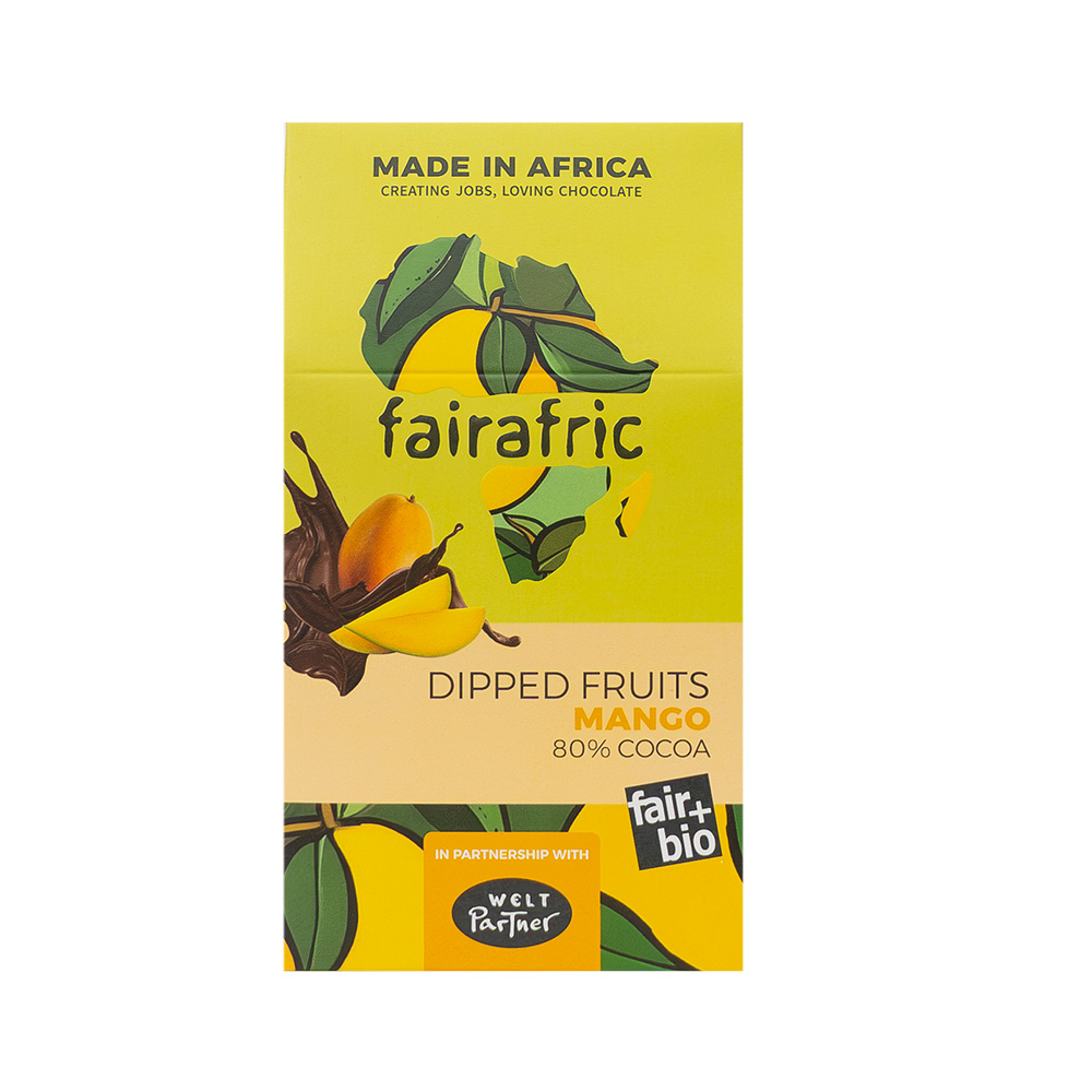 Dipped Fruits Mango Fairafric 65% Mango 35% Schokolade