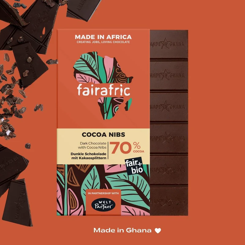 Cocoa Nibs Schokolade Fairafric 70% Kakaoanteil